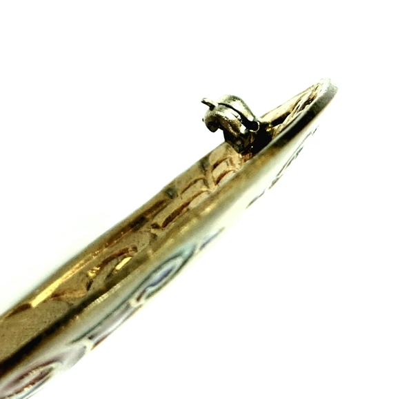 60's Copper Enamel Guilloche Brooch - Picture 12 of 14